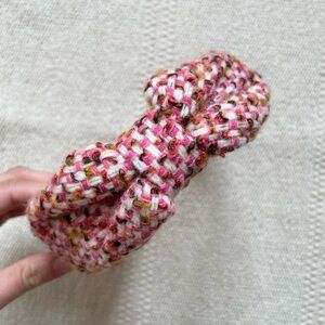 J.Crew Pink Tweed Knotted Headband Preppy Blair Waldorf